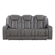 Steve Silver Daniel Triple Power Leather Theater Sofa in Gray