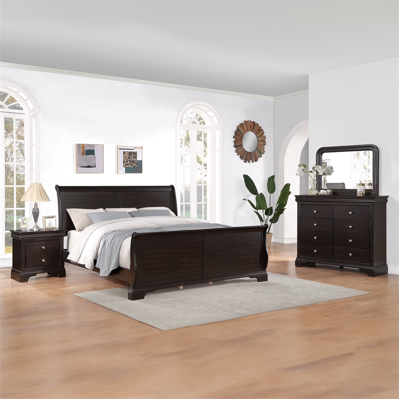 Steve Silver Dominique Queen 4PC Bedroom Set in Brown