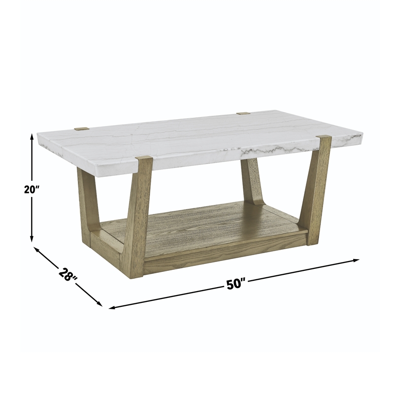 Steve Silver Perth White Marble 3-Piece Table Set (Cocktail End & Sofa Table)