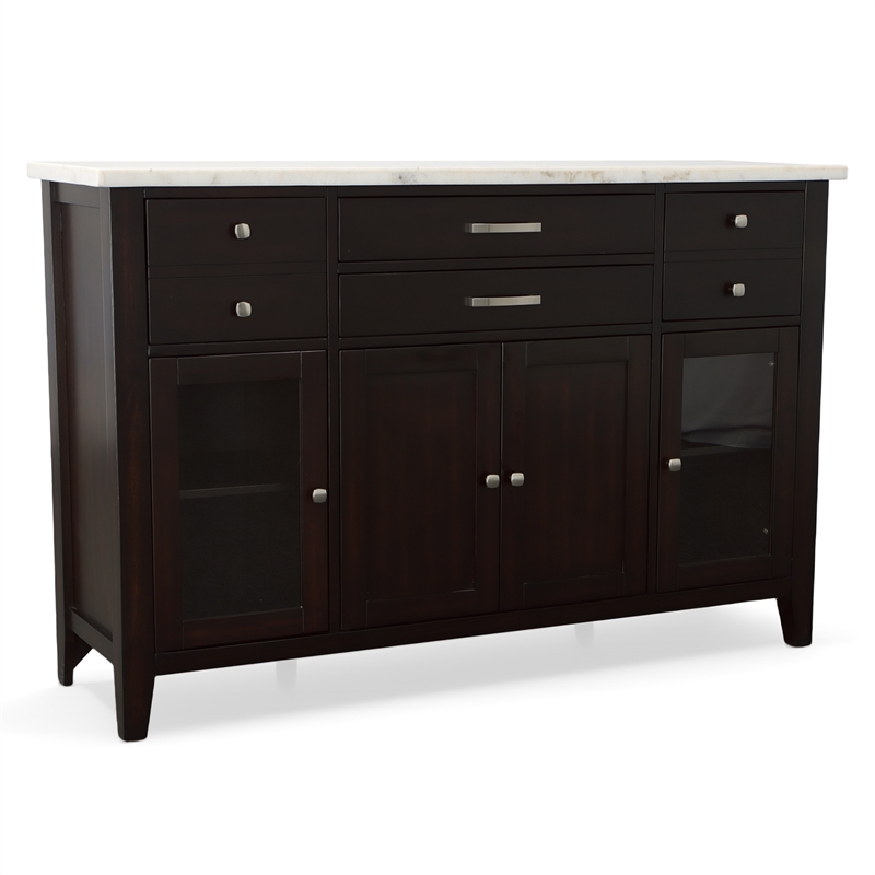 Steve Silver Francis White Marble Top Sideboard in Brown