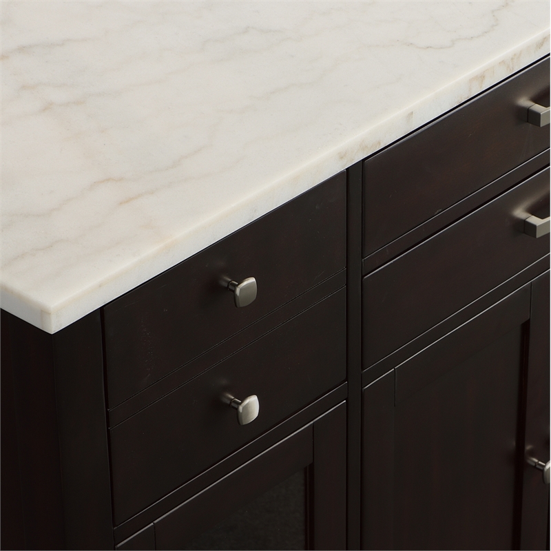 Steve Silver Francis White Marble Top Sideboard in Brown
