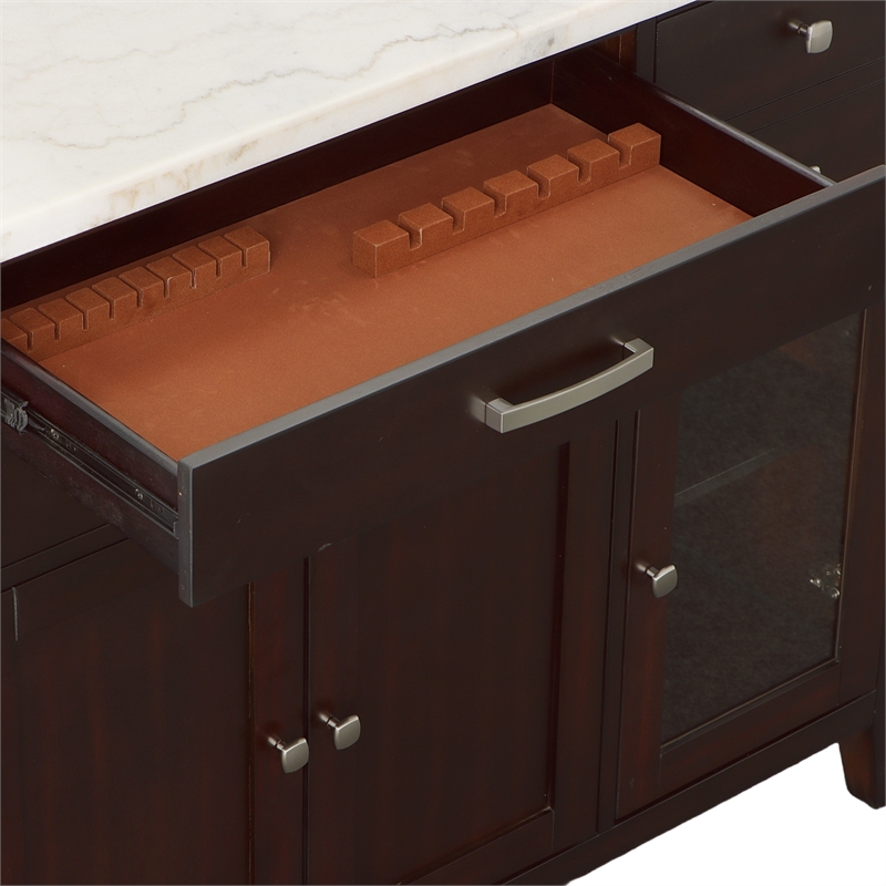 Steve Silver Francis White Marble Top Sideboard in Brown