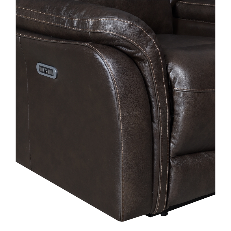 Steve Silver Fortuna 3pc Dual Power Reciling Sofa in Brown