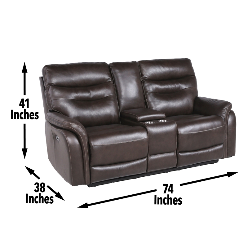 Steve Silver Fortuna 3pc Dual Power Reciling Sofa in Brown
