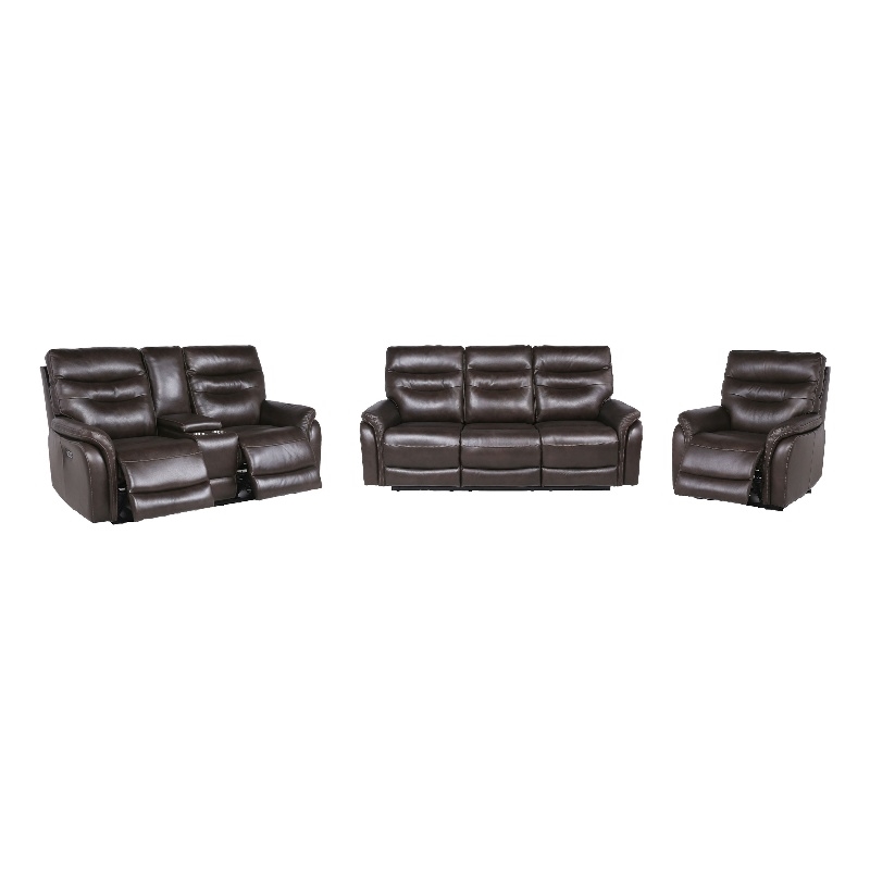 Steve Silver Fortuna 3pc Dual Power Reciling Sofa in Brown