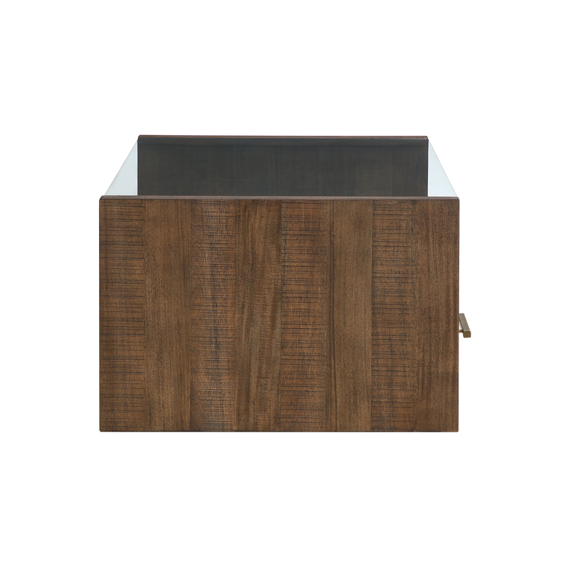 Steve Silver Garland Castered Glass Top Coffee Table in Toffee Finish