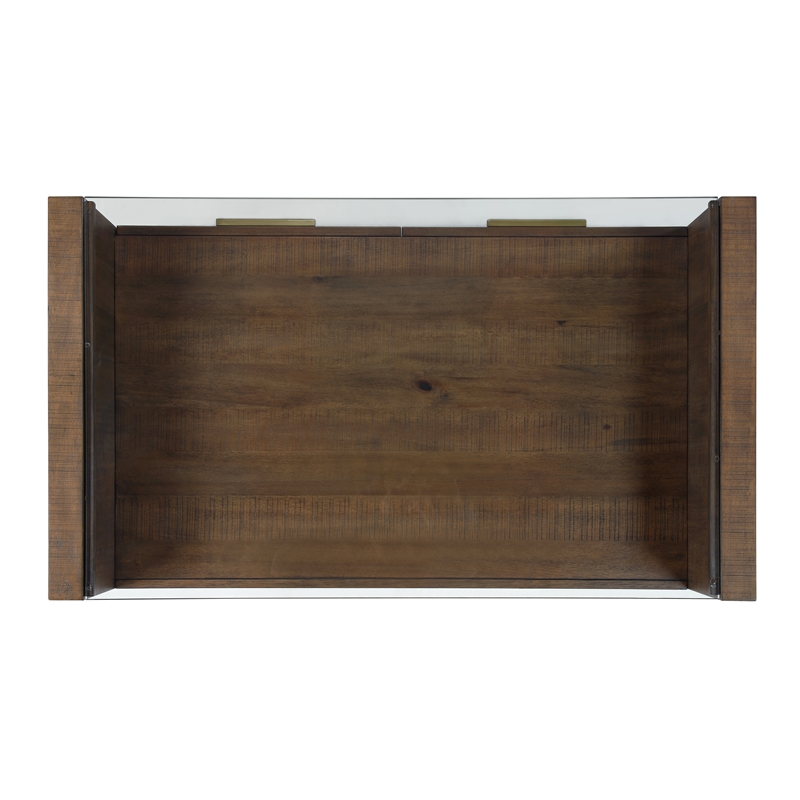 Steve Silver Garland Castered Glass Top Coffee Table in Toffee Finish