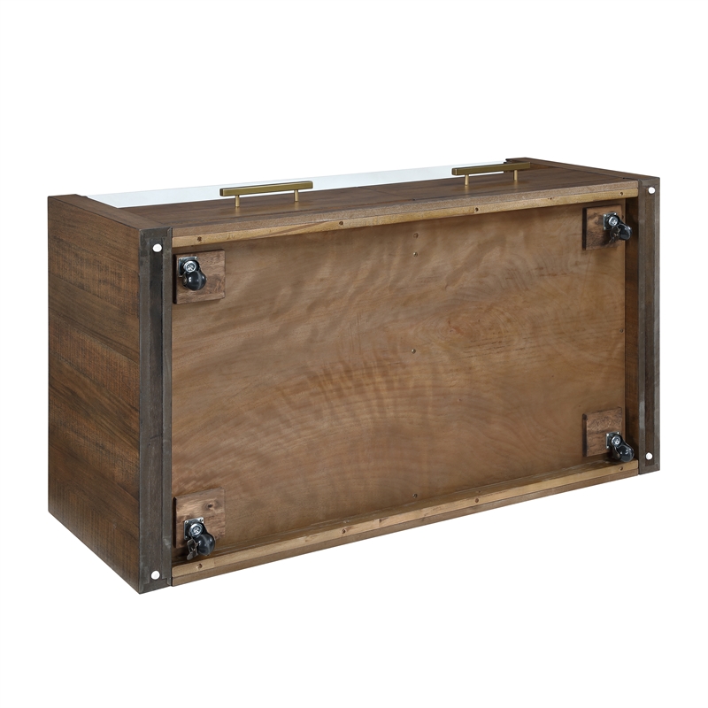 Steve Silver Garland Castered Glass Top Coffee Table in Toffee Finish