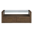 Steve Silver Garland Castered Glass Top Coffee Table in Toffee Finish