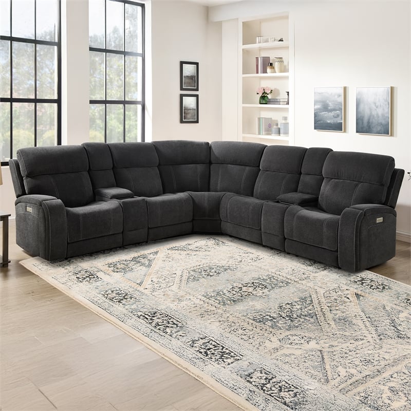 Steve Silver Seattle 3pc Sectional Sofa in Gray