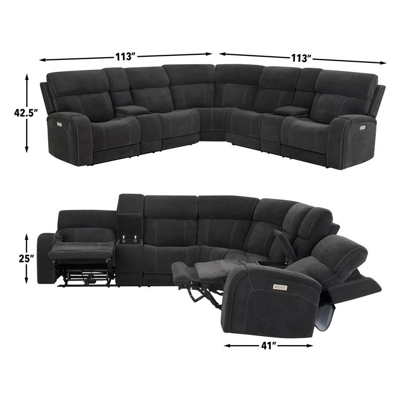 Steve Silver Seattle 3pc Sectional Sofa in Gray