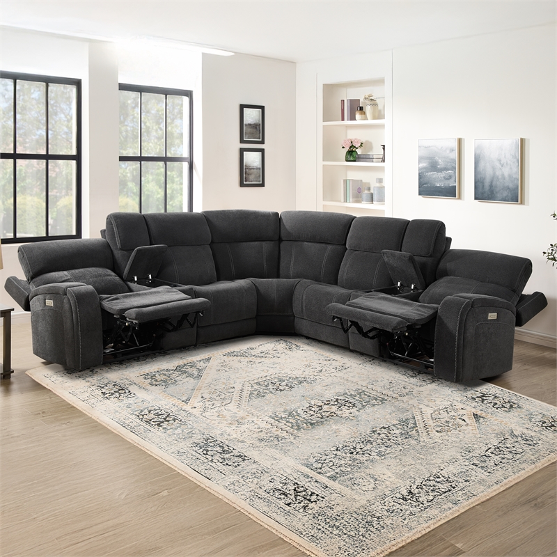 Steve Silver Seattle 3pc Sectional Sofa in Gray