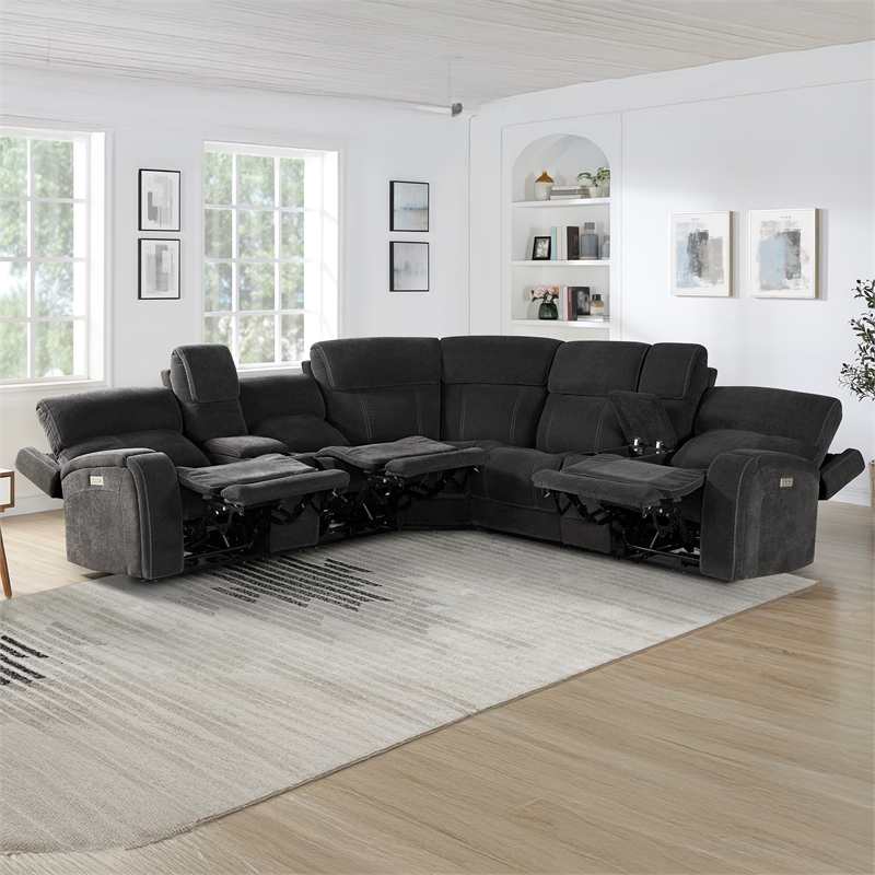 Steve Silver Seattle 3pc Sectional Sofa in Gray