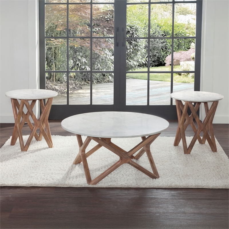 Steve Silver Wyman Banswara White Marble Top End Table