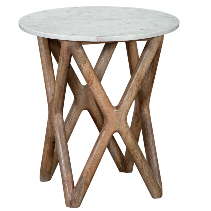 Steve Silver Wyman Banswara White Marble Top End Table