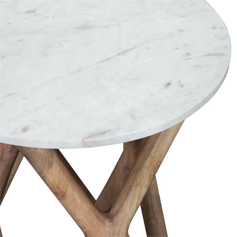 Steve Silver Wyman Banswara White Marble Top End Table