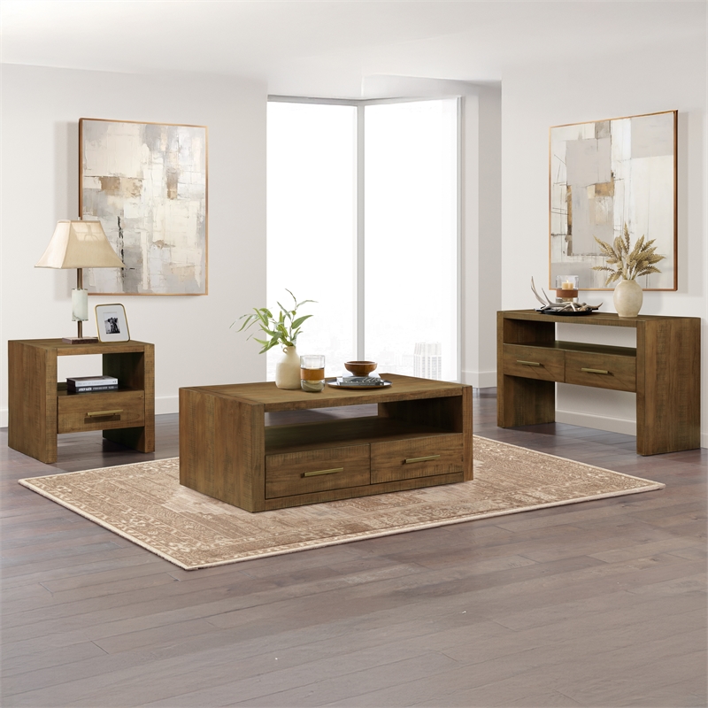 Steve Silver Garland Wood Top Cocktail Table in Brown