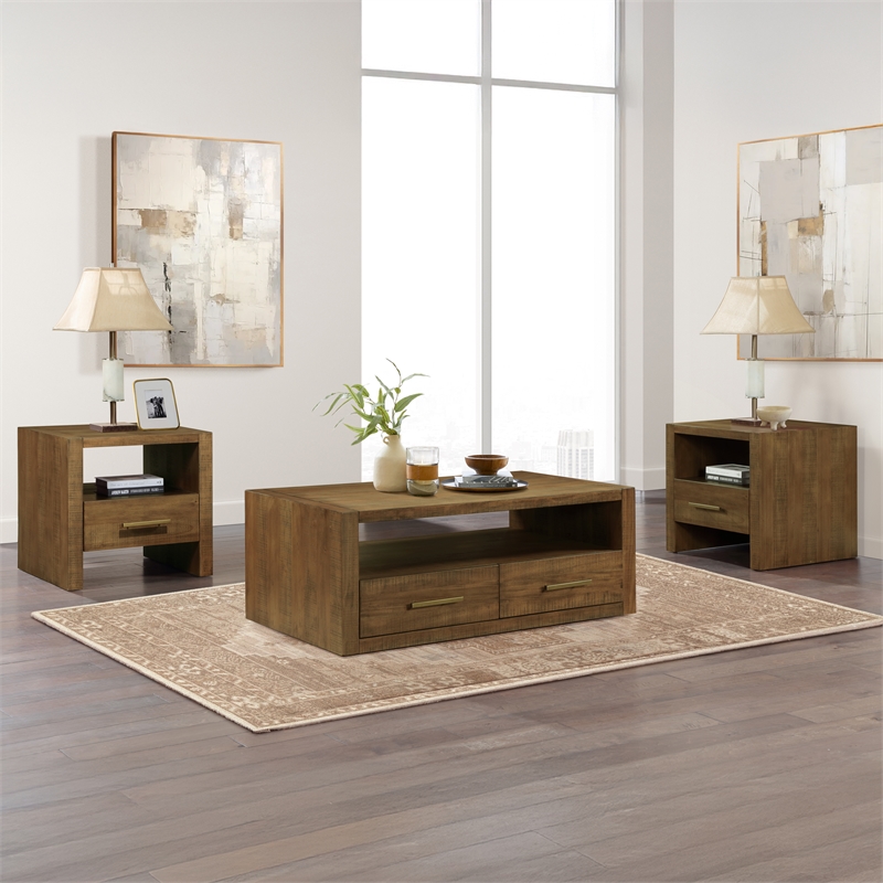 Steve Silver Garland Wood Top Cocktail Table in Brown