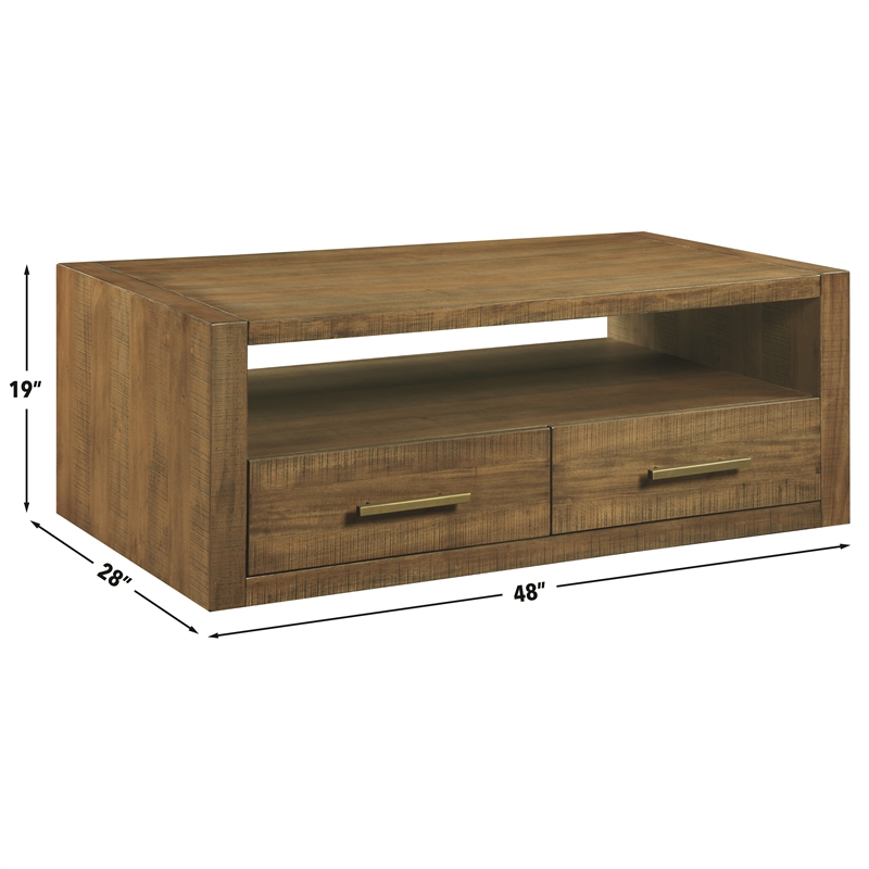 Steve Silver Garland Wood Top Cocktail Table in Brown