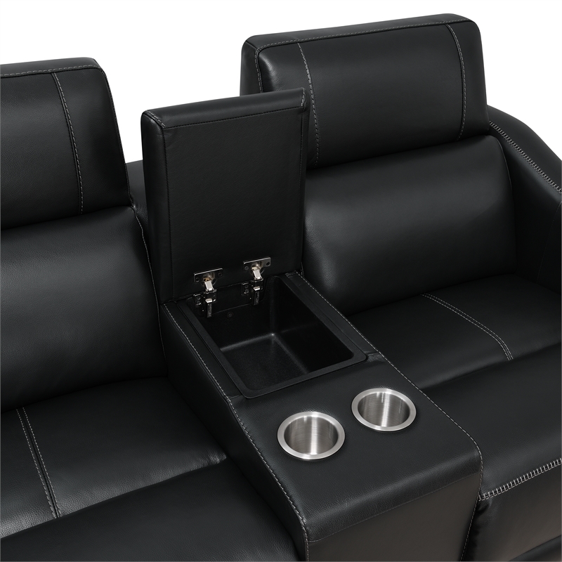 Steve Silver Giorno 3pc Power Reciling Sofa in Black