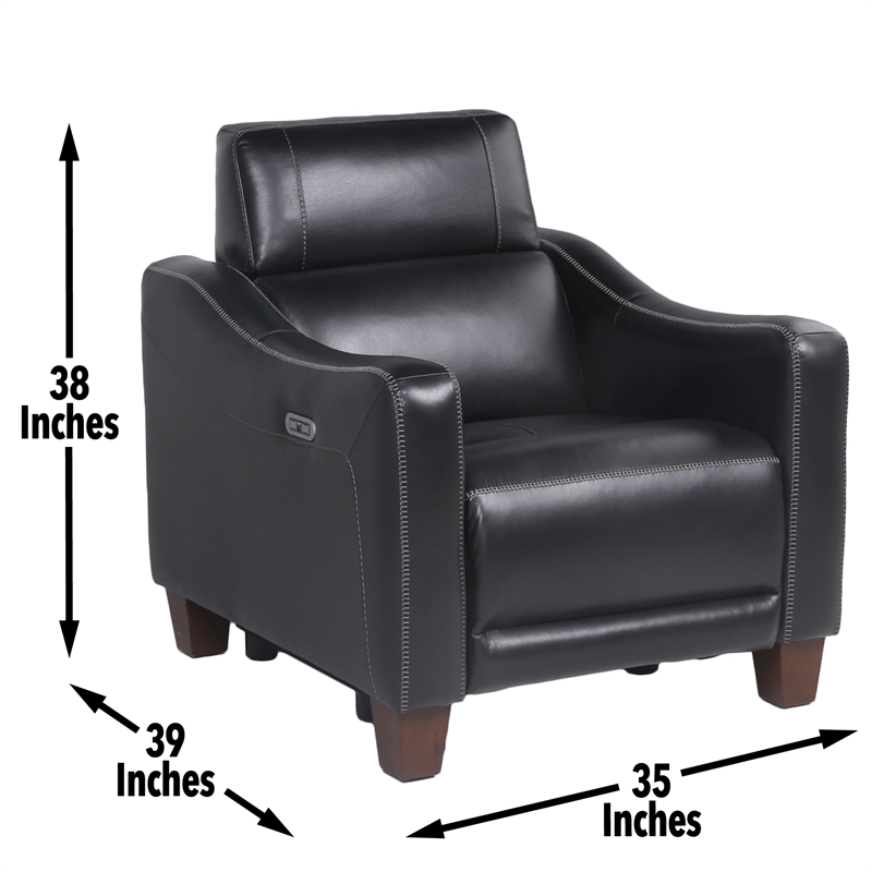 Steve Silver Giorno 3pc Power Reciling Sofa in Black