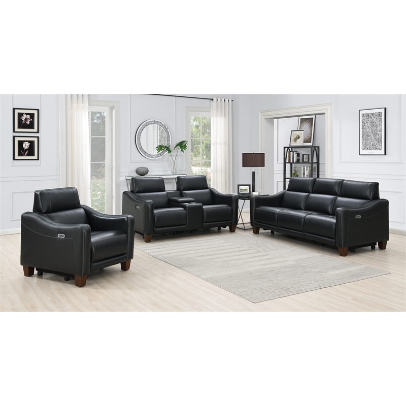 Steve Silver Giorno 3pc Power Reciling Sofa in Black