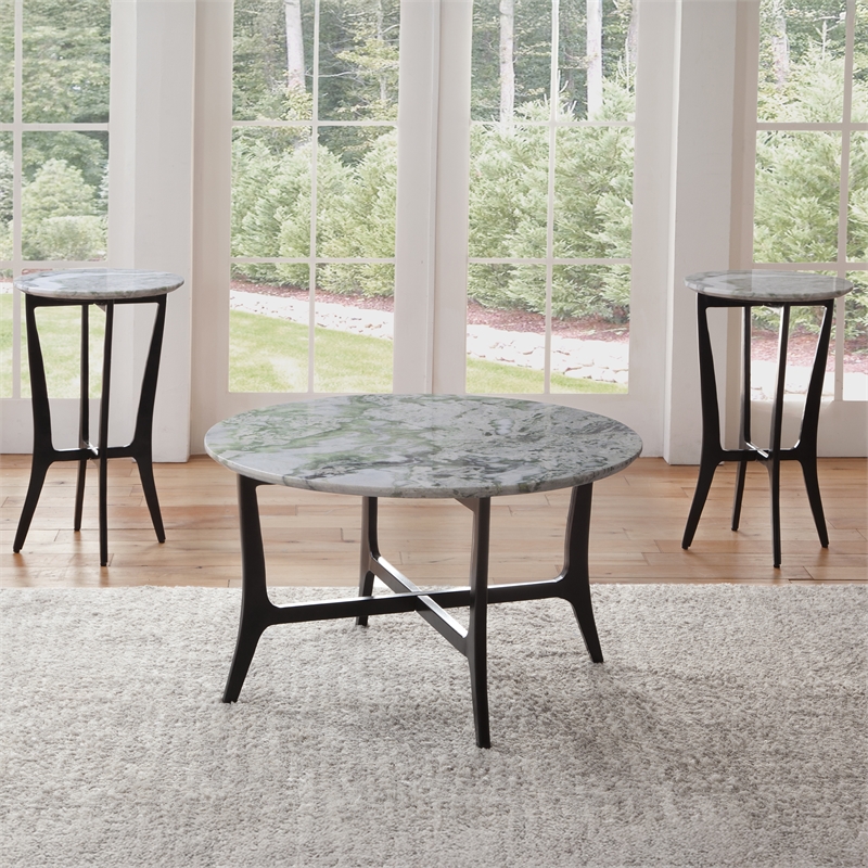 Steve Silver Hoxley Green Onyx Top Round Cocktail Table