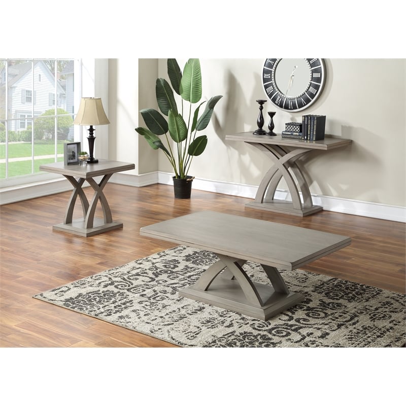 Steve Silver Jocelyn End & Coffee Table in Grey