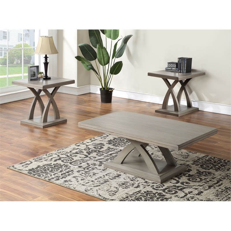 Steve Silver Jocelyn End & Coffee Table in Grey