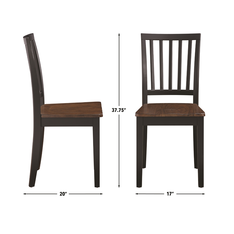 Steve Silver Joplin Solid Wood Two-Tone Farmhouse Chair in Walnut and Ebony