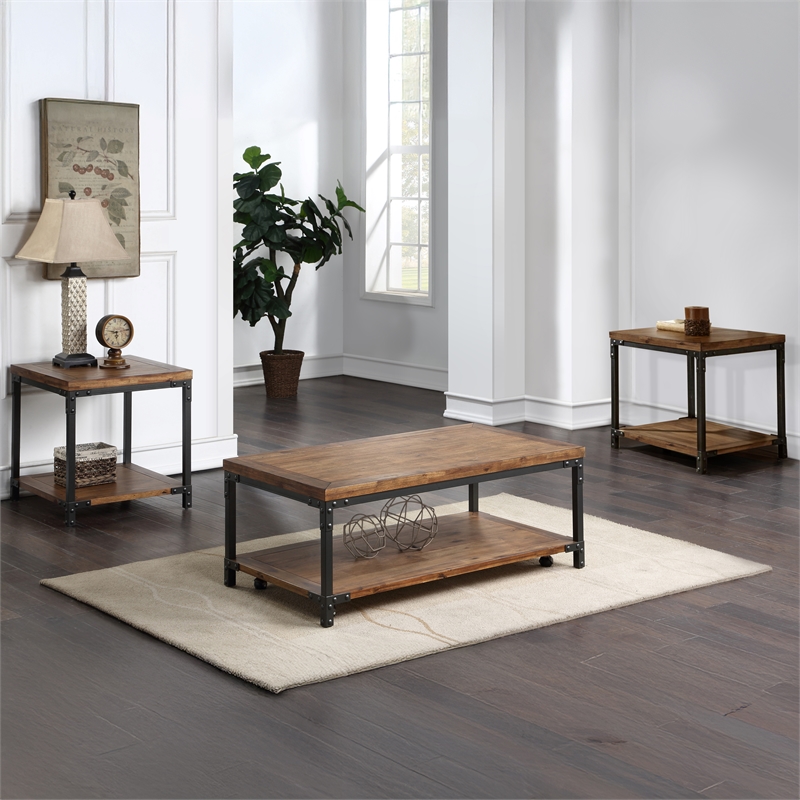 Steve Silver Lantana 3pc Coffee Table Set in Brown