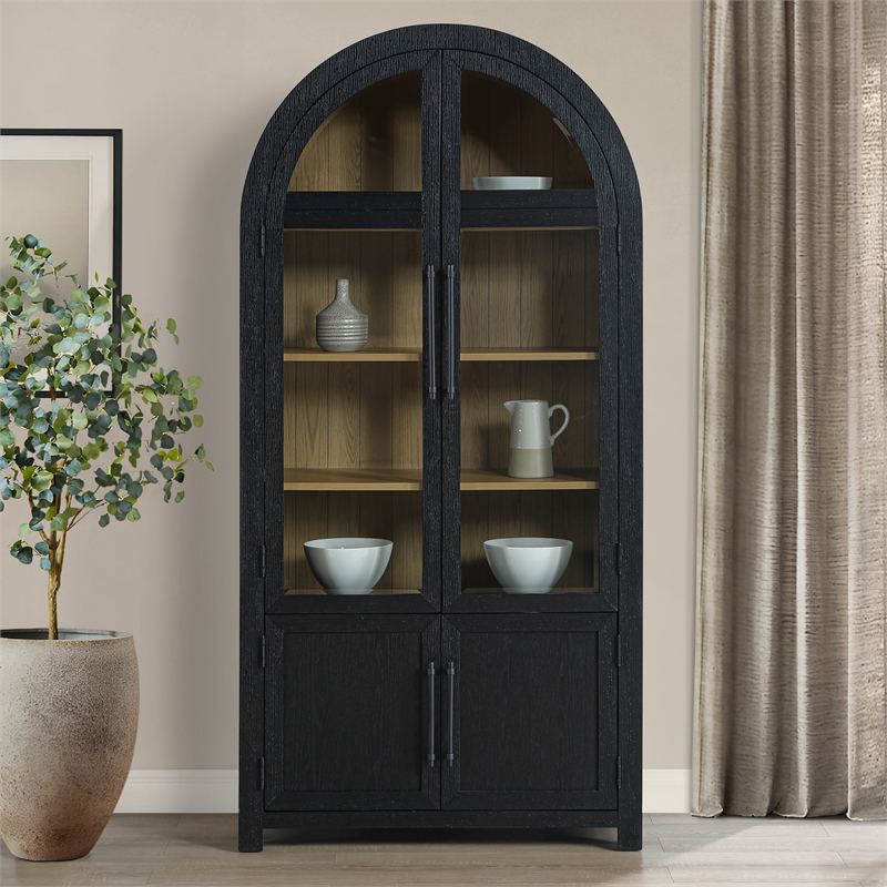 Steve Silver Magnolia Curio in Black
