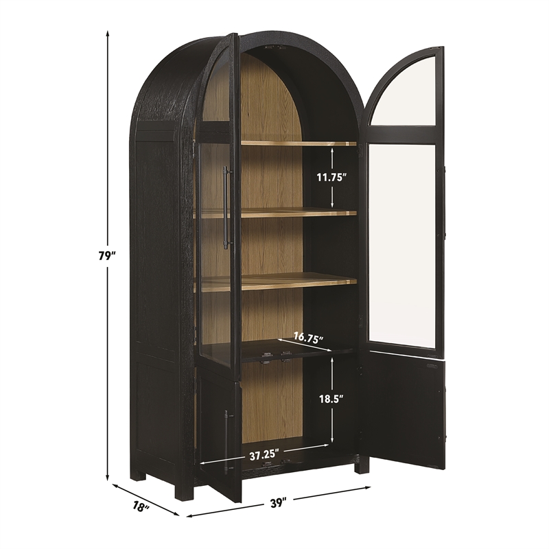 Steve Silver Magnolia Curio in Black
