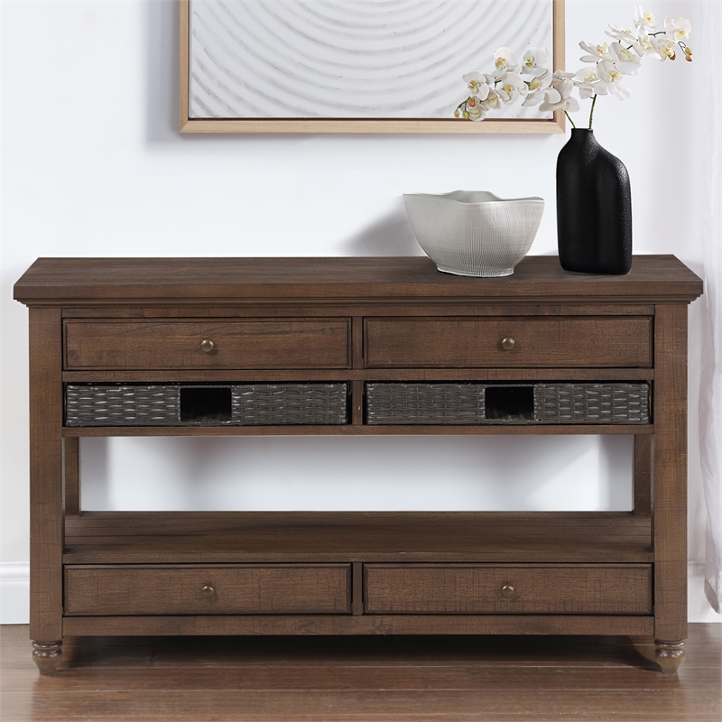 Steve Silver Oliver 4-Piece Lift-Top Living Room Table Set in Brown
