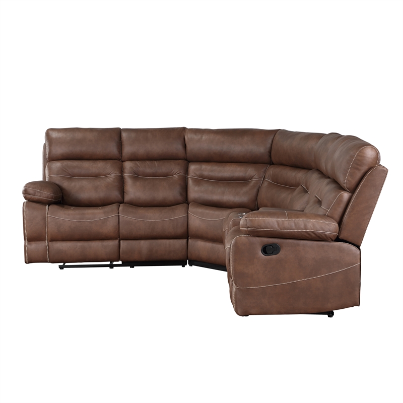 Steve Silver Rudger 3-Piece Sectional Sofa in Brown