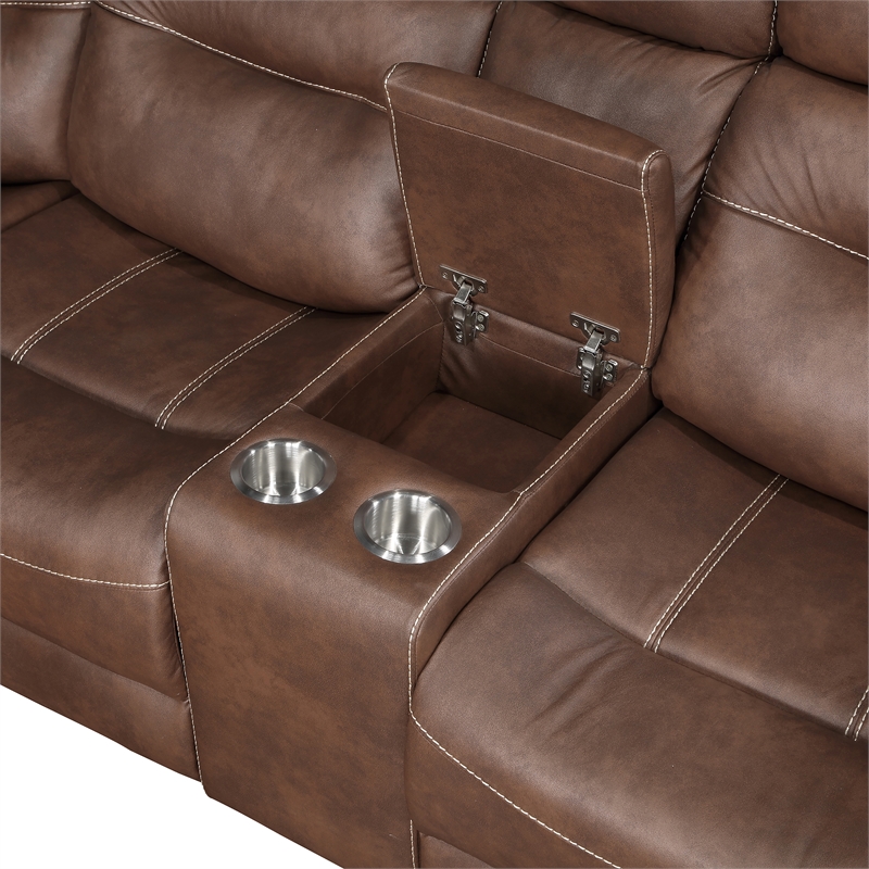 Steve Silver Rudger 3-Piece Sectional Sofa in Brown
