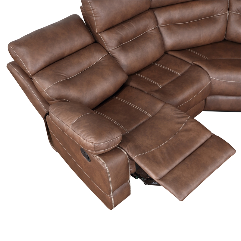 Steve Silver Rudger 3-Piece Sectional Sofa in Brown