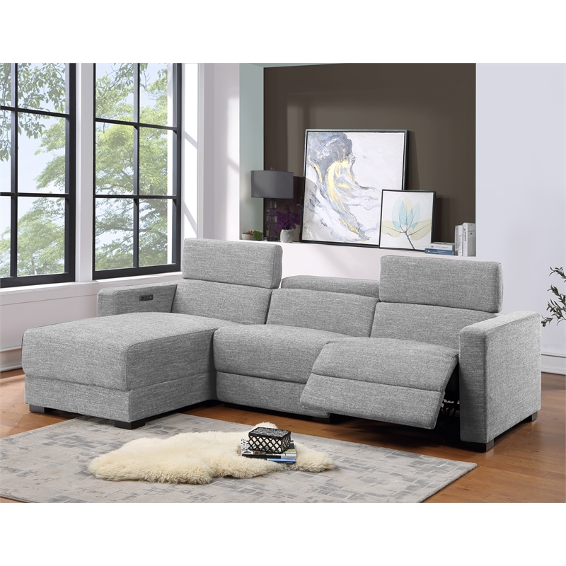 Steve Silver Zara 2pc Dual Power Chaise Sofa Set in Gray