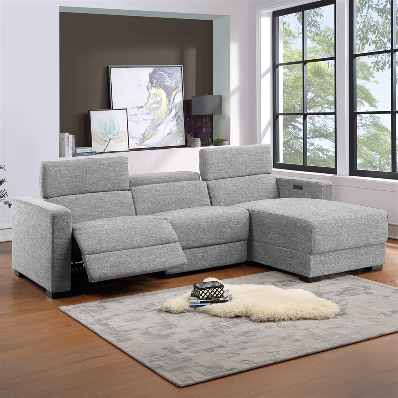 Steve Silver Zara 2pc Dual Power Chaise Sofa Set in Gray