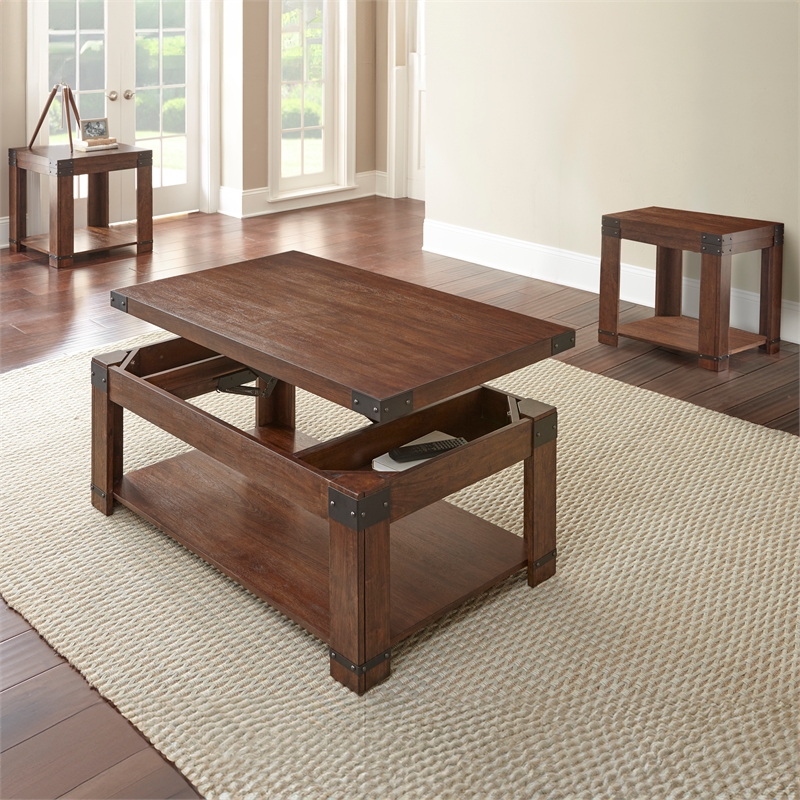 Steve Silver Arusha 3pc Coffee End Table in Brown