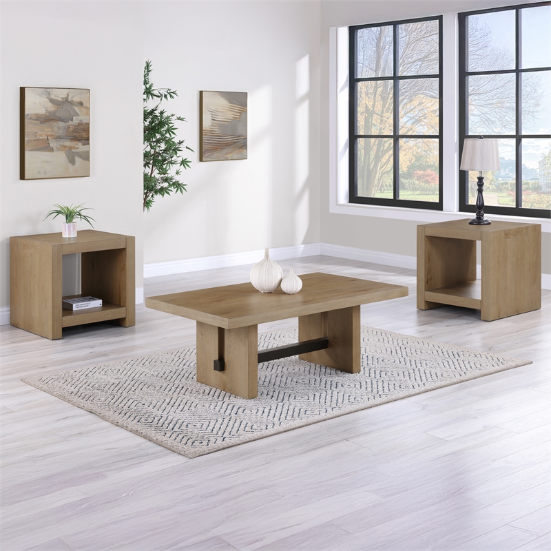 Steve Silver Aubrey 3-Piece Coffee & End Table Set Brown