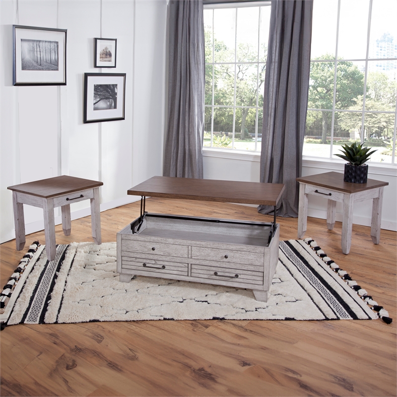 Steve Silver Bear Creek 3pc Coffee End Table Set in White