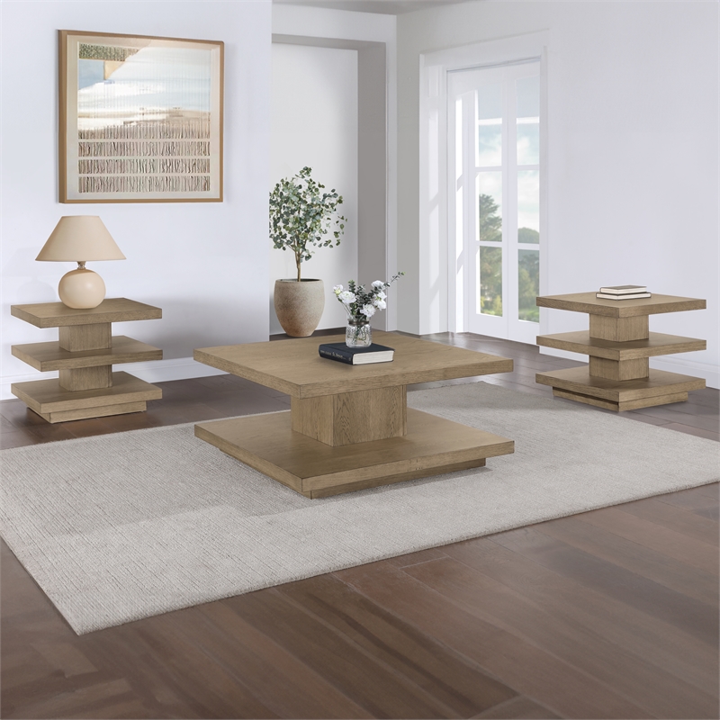 Steve Silver Canyon Brown 3pc Coffee & End Table Set