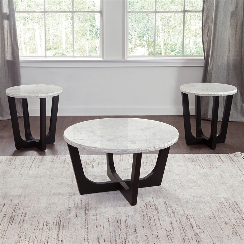 Steve Silver Chrissy 3-Piece Coffee & End Table Set in Black