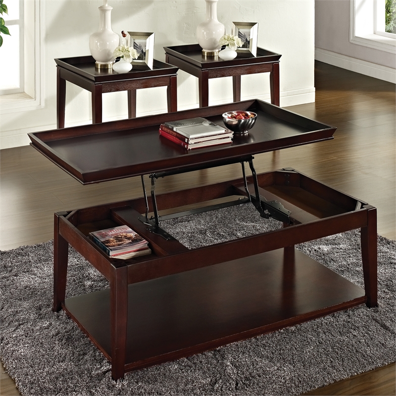 Steve Silver Clemson 3pc Coffee Table Set in Brown
