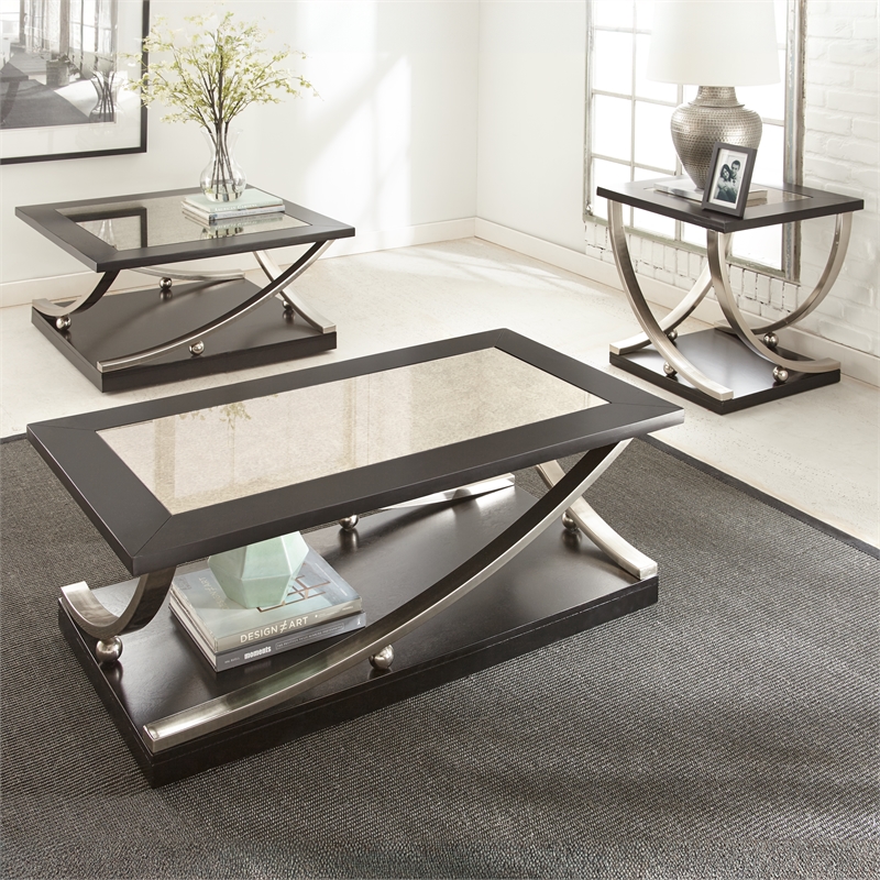 Steve Silver Ramsey 3pc Coffee & End Table Set in Brown