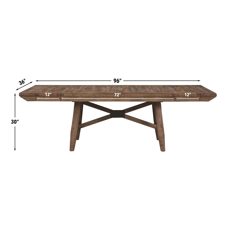 Steve Silver Riverdale Trestle Dining Table with 4 Chairs in Brown