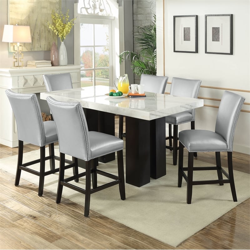 Steve Silver Camila 5PC Rectangle Counter Dining Set with Blue Chairs