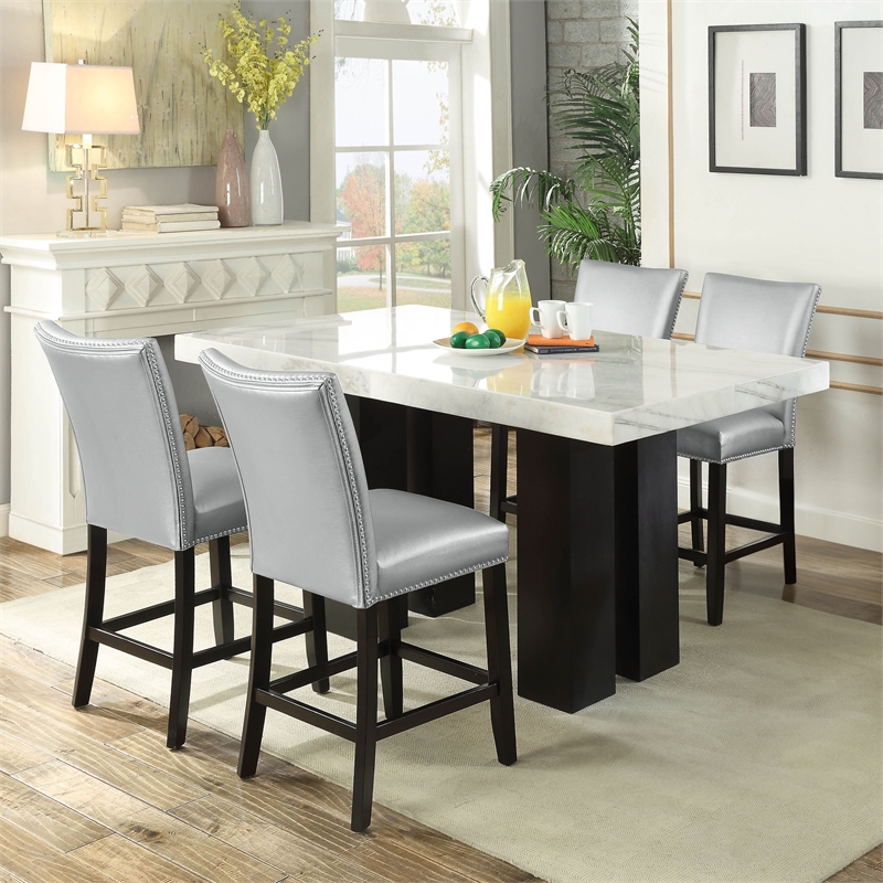Steve Silver Camila 5PC Rectangle Counter Dining Set with Blue Chairs