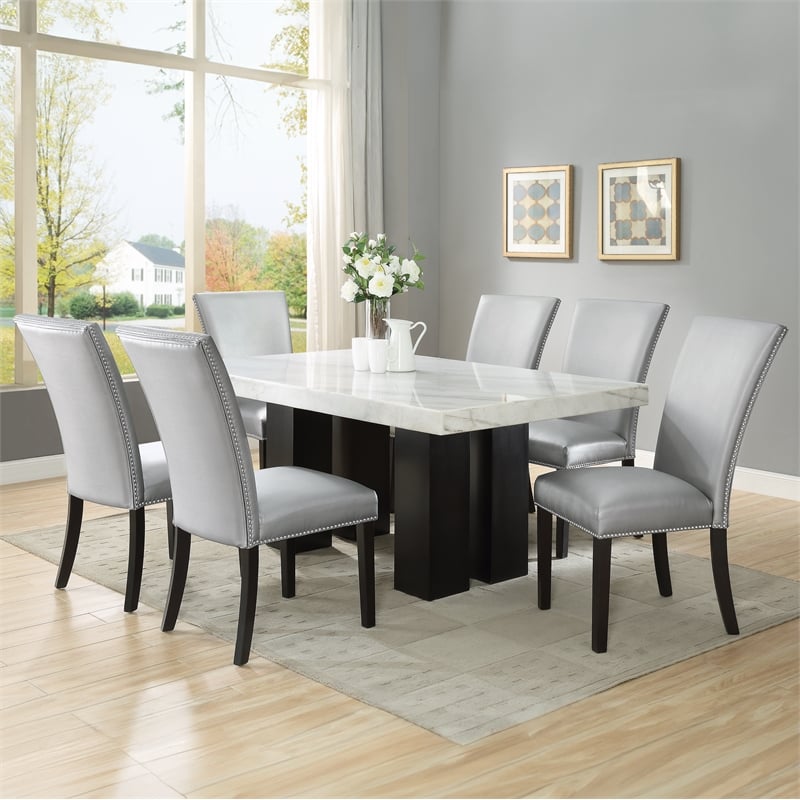 Steve Silver Camila 5PC Rectangle Dining Set with Silver Chairs